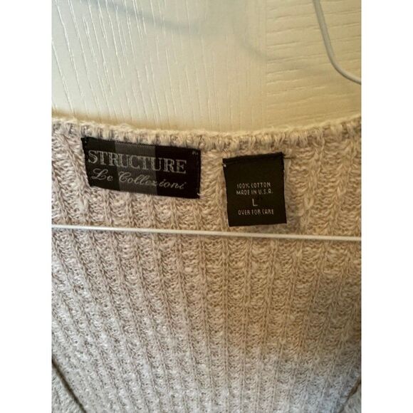 Structure Cardigan Unisex Ribbed Knit Button Down Vintage Made in USA SZ L - Picture 2 of 4